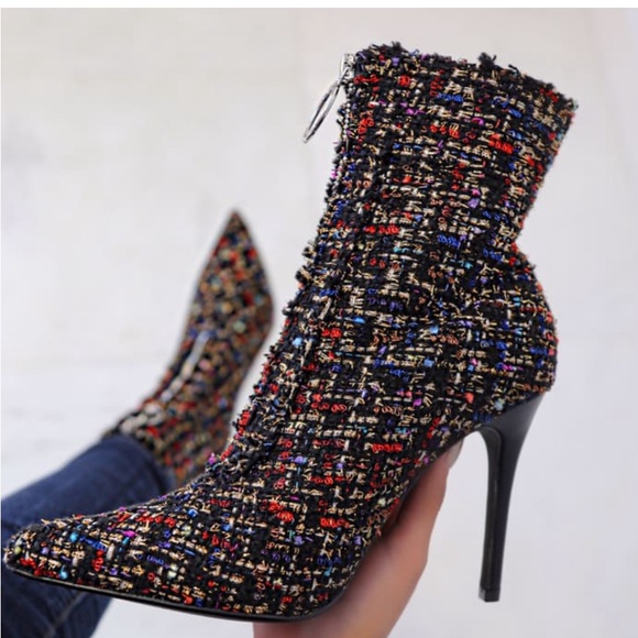 Cape Robbin Women’s Mixed Media Pointy Toe Cowboy Bootie – Ankle Boot With Flame Pattern | Black Fashion Boots - View #10